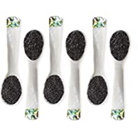 Cuchara de Concha- Set de 6 Cucharas Hechas a Mano para Servir Postre- Café- Helado- Huevo- Caviar (Blanco &amp- Verde- 9 x…